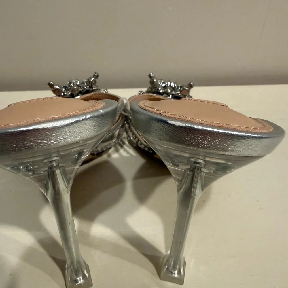 Steve Madden Women's Pamola Silver Rhinestone Embellished Heels - Picture 8 of 10
